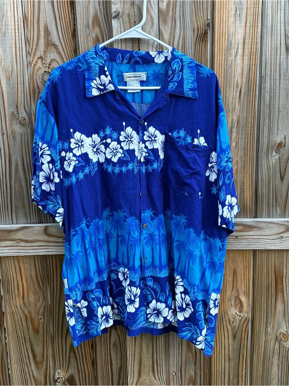 Y2K Hawaiian Floral Button-Up Shirt - Blue